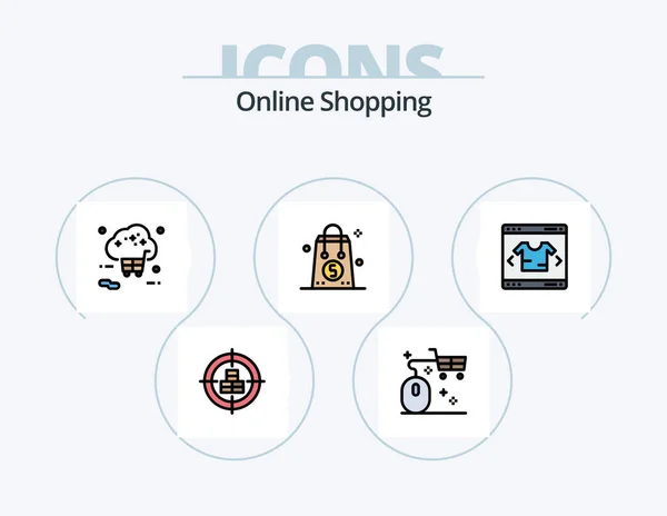 Online Shopping Line Filled Icon Pack Icon Design Product Buy — Stockvector