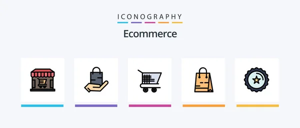Ecommerce Line Filled Icon Pack Including Online Shopping Calculator Ecommerce — Stock vektor