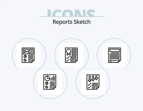 Reports Sketch Line Icon Pack Icon Design Page Analytics Paper — Stock vektor
