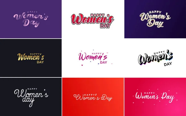 Set International Women Day Cards Logo Gradient Color Scheme — Vector de stock