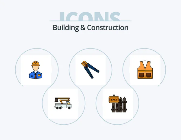 Building Construction Line Filled Icon Pack Icon Design Traffic Hand — Stok Vektör