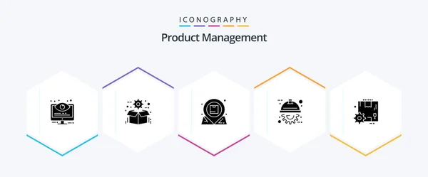 Product Management Glyph Icon Pack Including Engineering Automation Package Interaction — Stockvektor