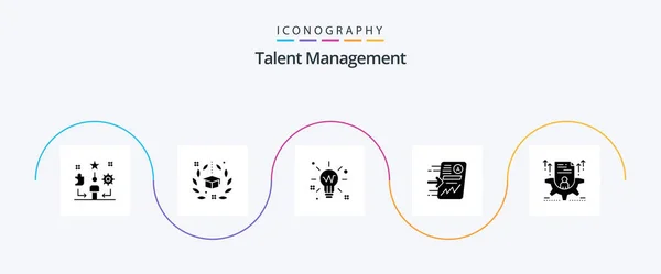 Talent Management Glyph Icon Pack Including Report File Graduation Glow — Stok Vektör