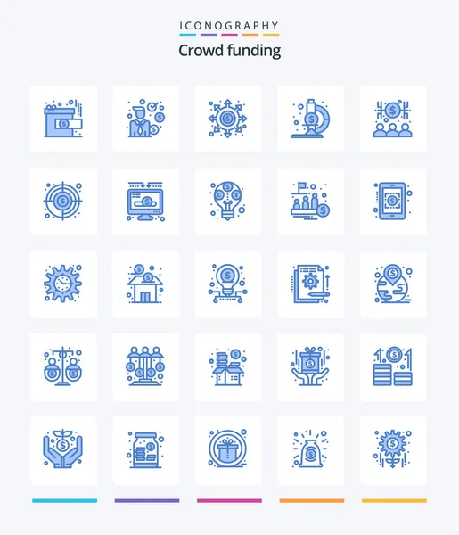 Creative Crowdfunding Blue Icon Pack Capitalist Research Fund Black Microscope — Stok Vektör