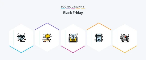 Black Friday Filledline Icon Pack Including Receipt Black Friday Tag — Vettoriale Stock