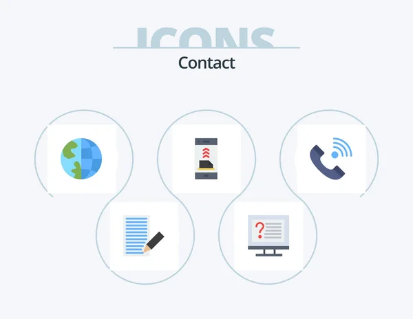 Contact Flat Icon Pack Icon Design Contact Communication Info Globe — Stockvektor