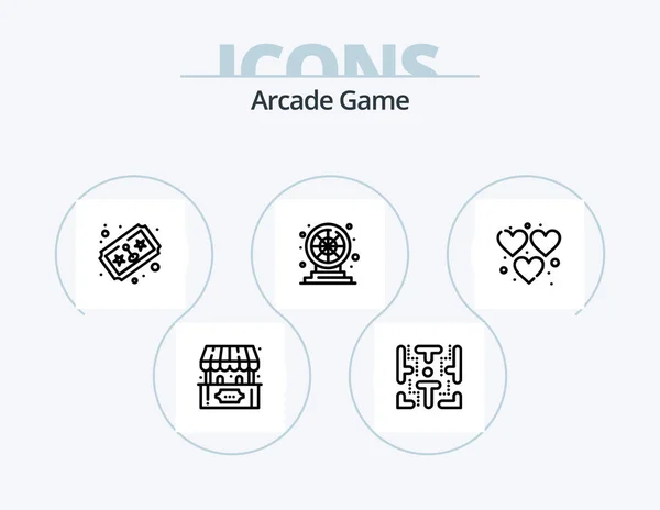 Arcade Line Icon Pack Icon Design Slot Machine Game Fun — Stok Vektör