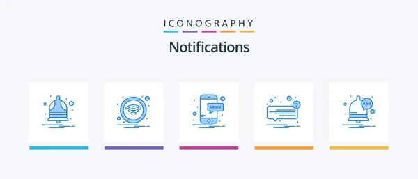 Notifications Blue Icon Pack Including Message Unread Mobile Speech Message — Stock Vector