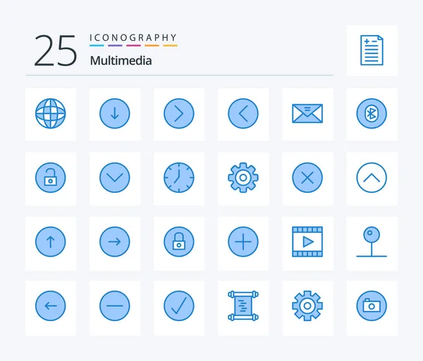 Multimedia Blue Color Icon Pack Including Envelope Multimedia Next Media — Archivo Imágenes Vectoriales