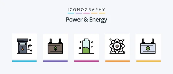 Power Energy Line Filled Icon Pack Including Electricity Power Power — 图库矢量图片