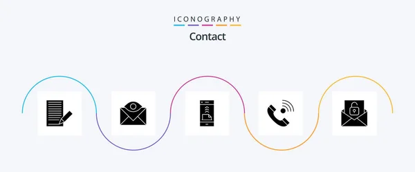 Contact Glyph Icon Pack Including Contact Call Email Phone Contact — Vector de stock