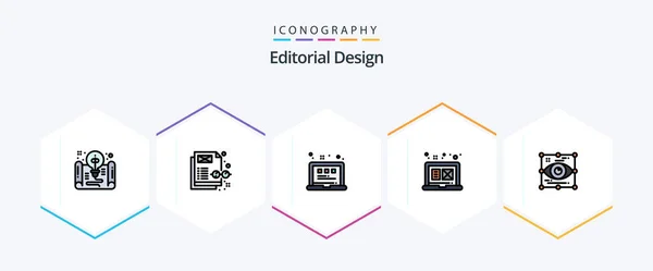 Editorial Design Filledline Icon Pack Including Design Graphic Design Grid — Stok Vektör
