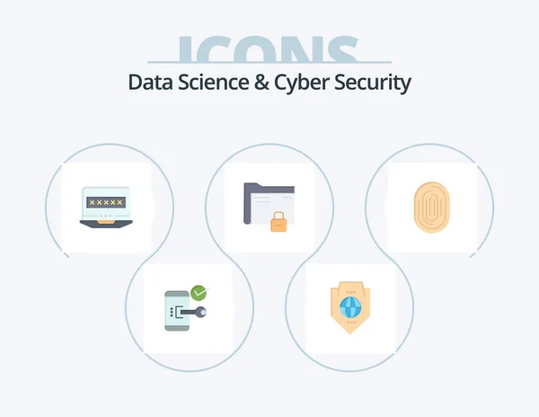 Data Science Cyber Security Flat Icon Pack Icon Design Password — Vetor de Stock