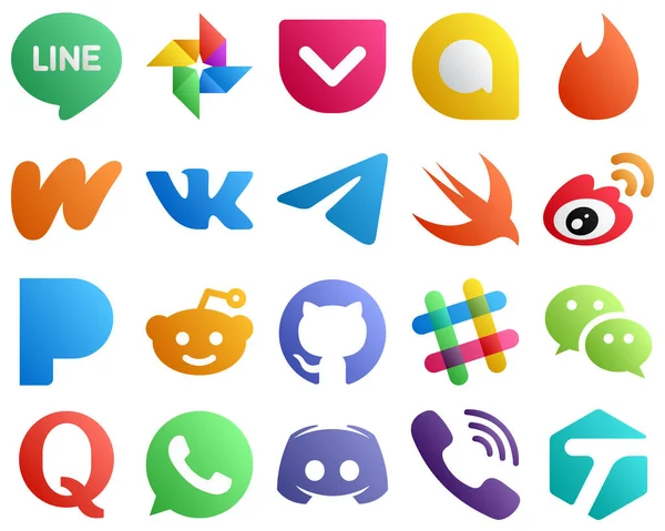 Gradient Icons Major Social Media Platforms Reddit Telegram China Weibo — Vector de stock