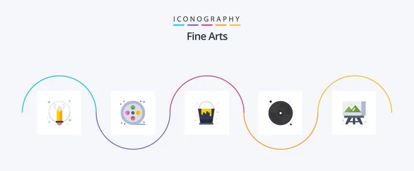 Fine Arts Flat Icon Pack Including Arts Easel Color Paint — Wektor stockowy