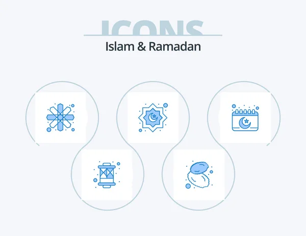 Islam Ramadan Blue Icon Pack Icon Design Islam Star Moon — Stock Vector