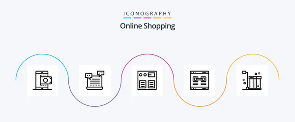 Online Shopping Line Icon Pack Including Valentine Link Shopping Internet — Vector de stock
