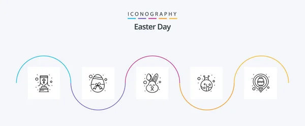 Easter Line Icon Pack Including Location Easter Animal Beetle Insect — Stockový vektor
