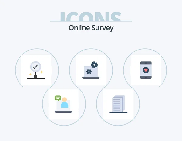 Online Survey Flat Icon Pack Icon Design Business Find Love — Stockvector