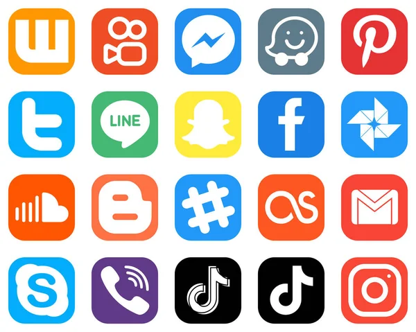Unique Social Media Icons Music Soundcloud Tweet Google Photo Icons — Stockvector