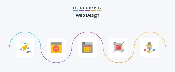 Web Design Flat Icon Pack Including Drawing Graphic App Design — Archivo Imágenes Vectoriales