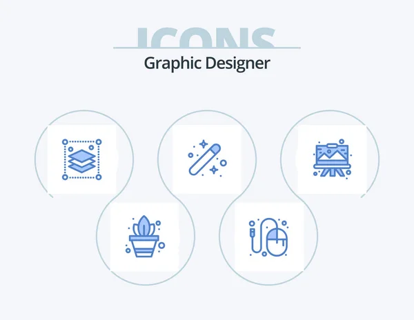 Graphic Designer Blue Icon Pack Icon Design Designing Graphic Copy — Wektor stockowy