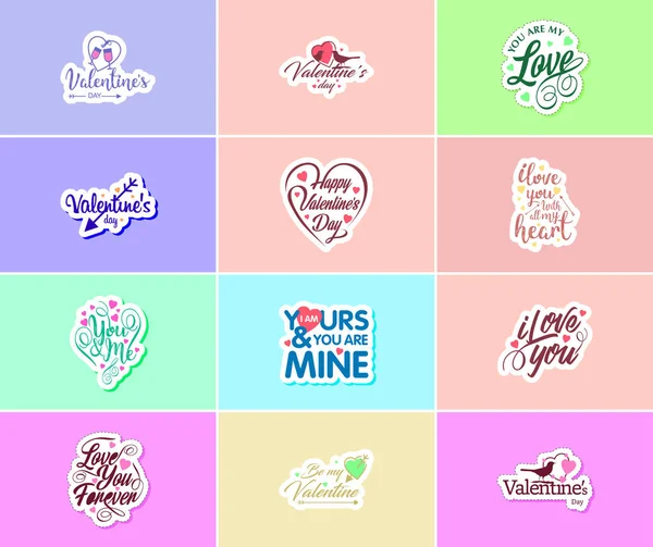 Saying Love You Valentine Day Typography Graphics Stickers — Vector de stock