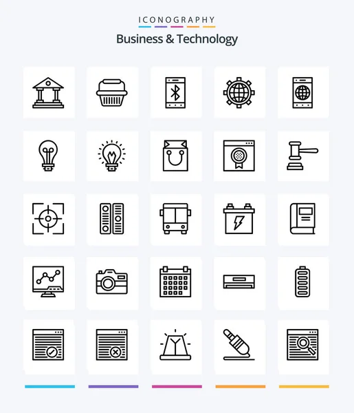 Creative Business Technology Outline Icon Pack Cell World Bluetooth Preference — стоковый вектор