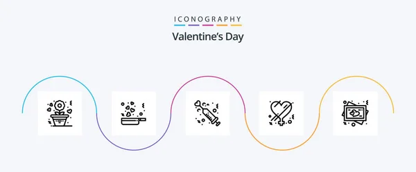 Valentines Day Line Icon Pack Including Frame Love Drug Gender — 图库矢量图片