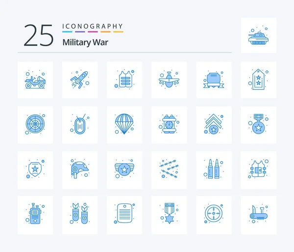 Military War Blue Color Icon Pack Including Safety Military Jacket — Stockvector