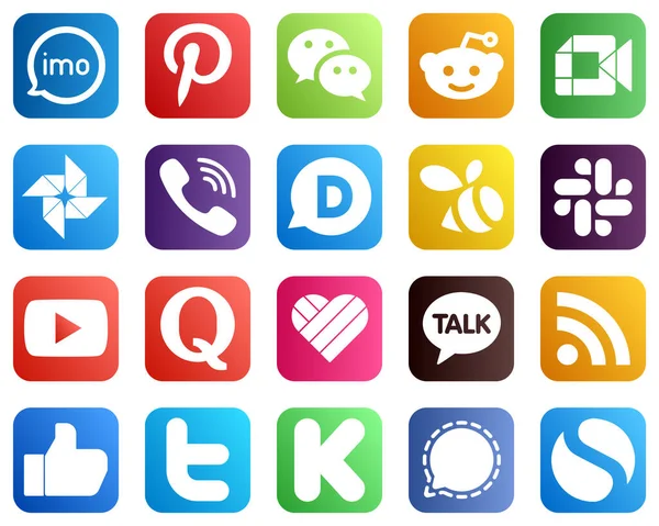 Unique Social Media Icons Slack Disqus Google Meet Viber Icons — Stock Vector