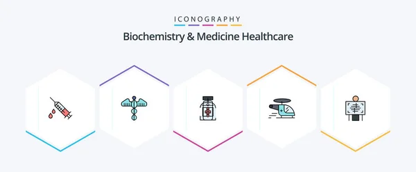 Biochemistry Medicine Healthcare Filledline Icon Pack Including Air Medical Care — Stock Vector