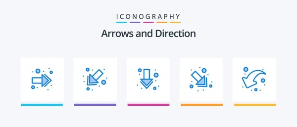 Arrow Blue Icon Pack Including Left Full Arrow Creative Icons — Archivo Imágenes Vectoriales