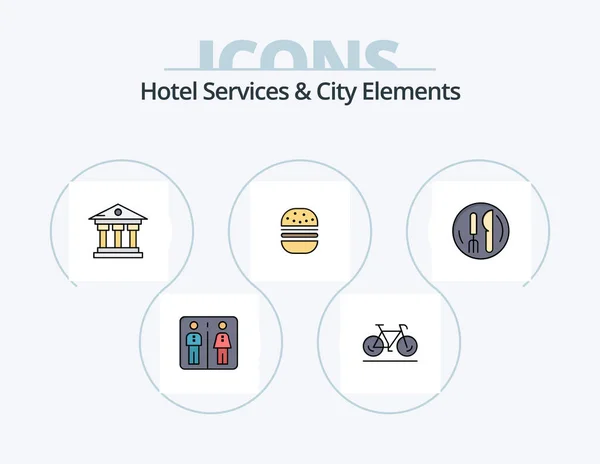 Hotel Services City Elements Line Filled Icon Pack Icon Design — Stockvector