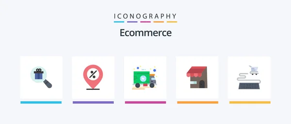 Ecommerce Flat Icon Pack Including Ecommerce Online Location Ecommerce Truck — Vector de stock