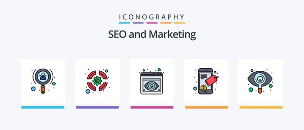 Seo Line Filled Icon Pack Including Seo Organic Connect Success — Vetor de Stock