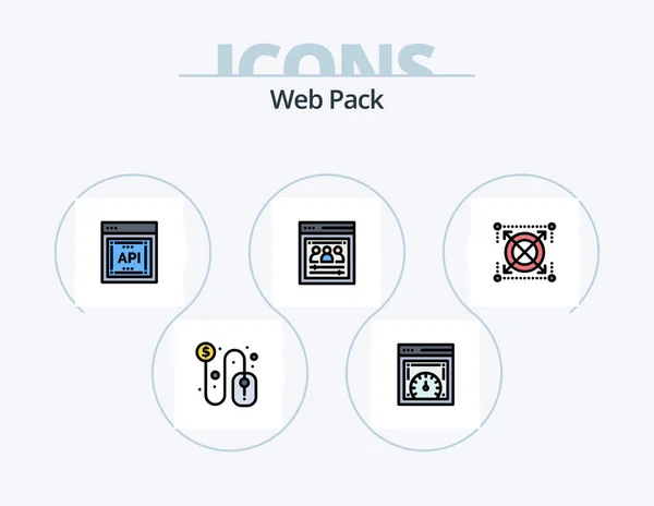 Web Pack Line Filled Icon Pack Icon Design Photo Split — Stock Vector