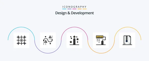 Design Development Line Filled Flat Icon Pack Including Development Coding — Archivo Imágenes Vectoriales