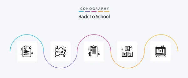 Back School Line Icon Pack Including Board Preschool Study Blocks — Stockvektor