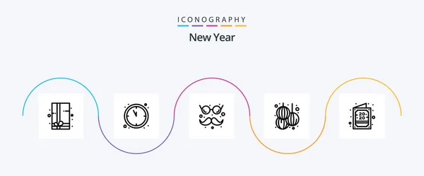 New Year Line Icon Pack Including New Year Invitation Glasses — стоковый вектор