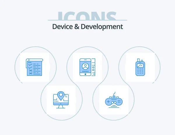Device Development Blue Icon Pack Icon Design Radio Phone Checklist — Vector de stock