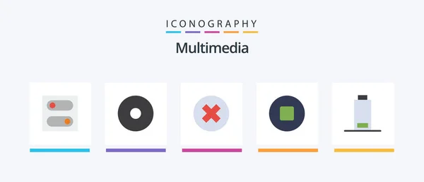Multimedia Flat Icon Pack Including Remove Multimedia Creative Icons Design — Vettoriale Stock