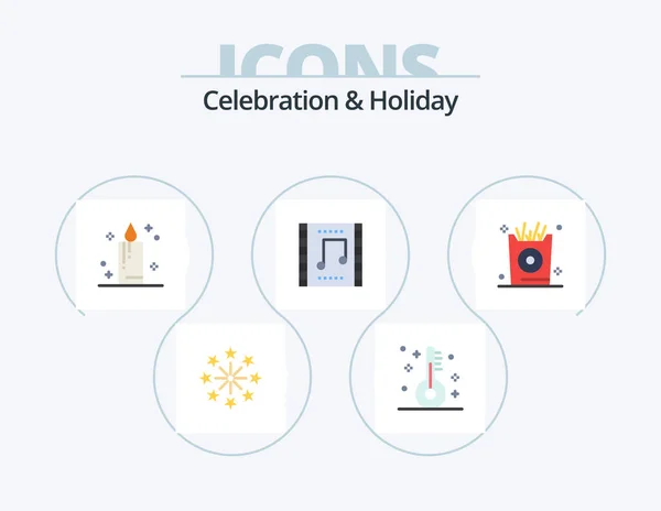 Celebration Holiday Flat Icon Pack Icon Design Holiday Music Scene — Archivo Imágenes Vectoriales