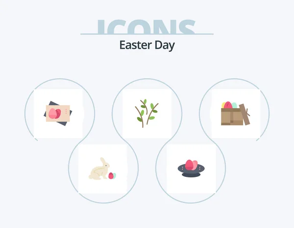 Easter Flat Icon Pack Icon Design Gift Easter Nest Catkin — Stockový vektor