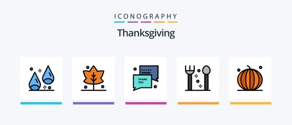 Thanks Giving Line Filled Icon Pack Including Snack Rugby Healthy — Stockový vektor