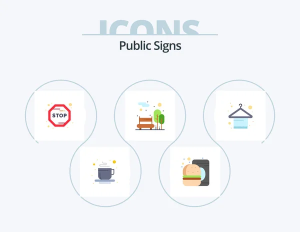 Public Signs Flat Icon Pack Icon Design Apparel Clothes Board — Vetor de Stock