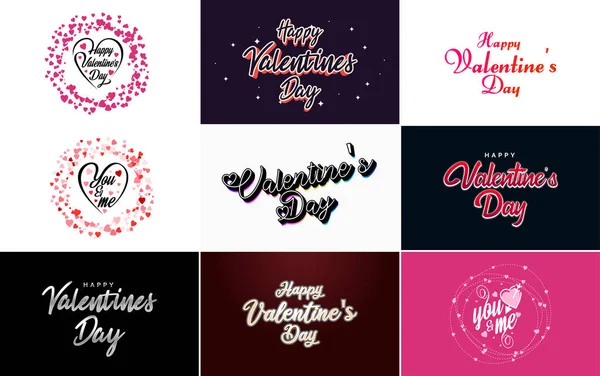 Happy Valentine Day Typography Poster Handwritten Calligraphy Text Isolated White — Archivo Imágenes Vectoriales