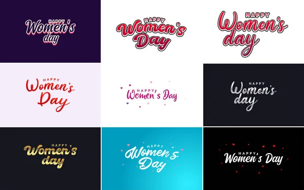 International Women Day Vector Hand Written Typography Background — Stockvector