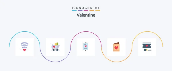 Valentine Flat Icon Pack Including Love Love Trolly Day Valentine — Stok Vektör