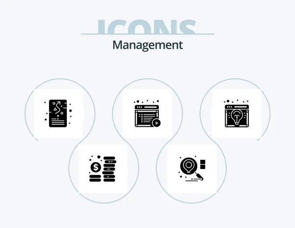 Management Glyph Icon Pack Icon Design Business Idea Online Management — Image vectorielle